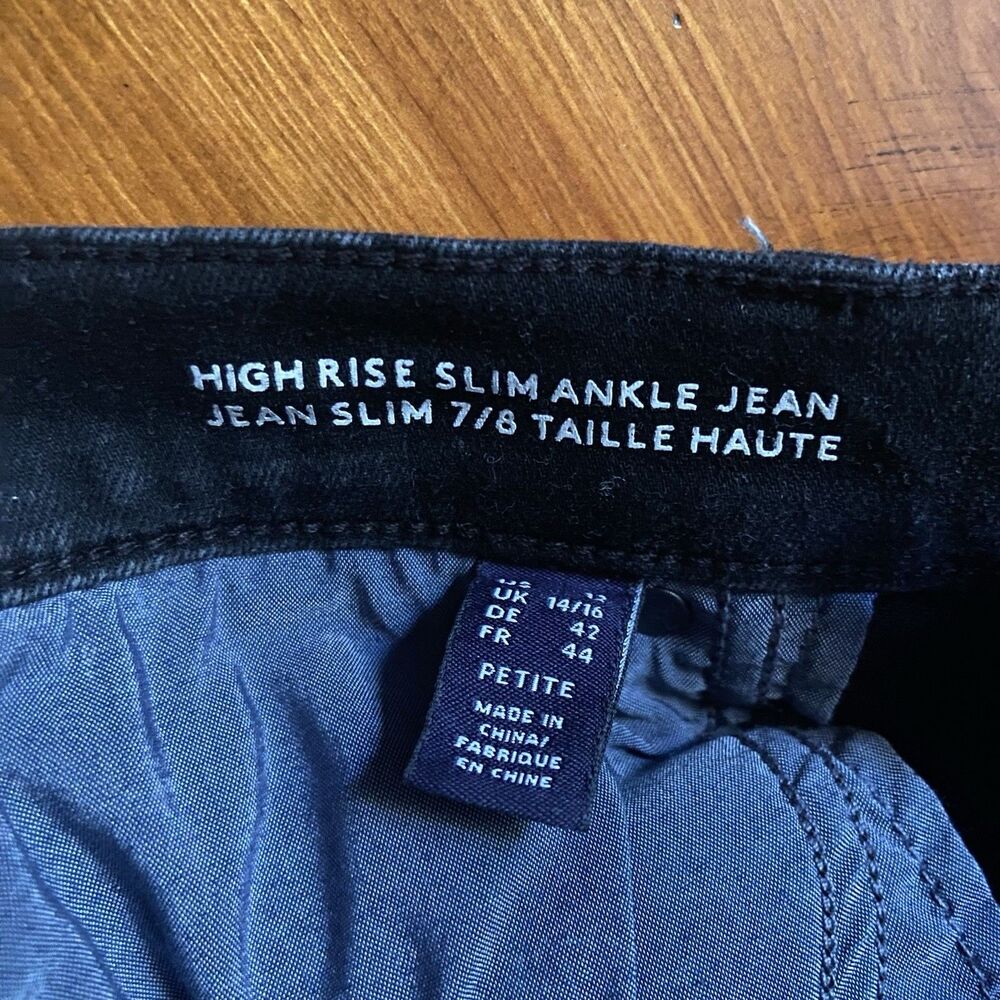 Lands End High Rise Slim Ankle Jeans 7/8 Length Size 12 Petite Black Denim - Picture 10 of 13